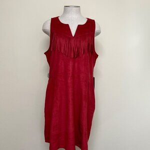 NEW EXPRESS Rust Faux Suede Fringed Sleeveless Dress Size Large